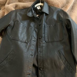 Black leather oversized jacket
